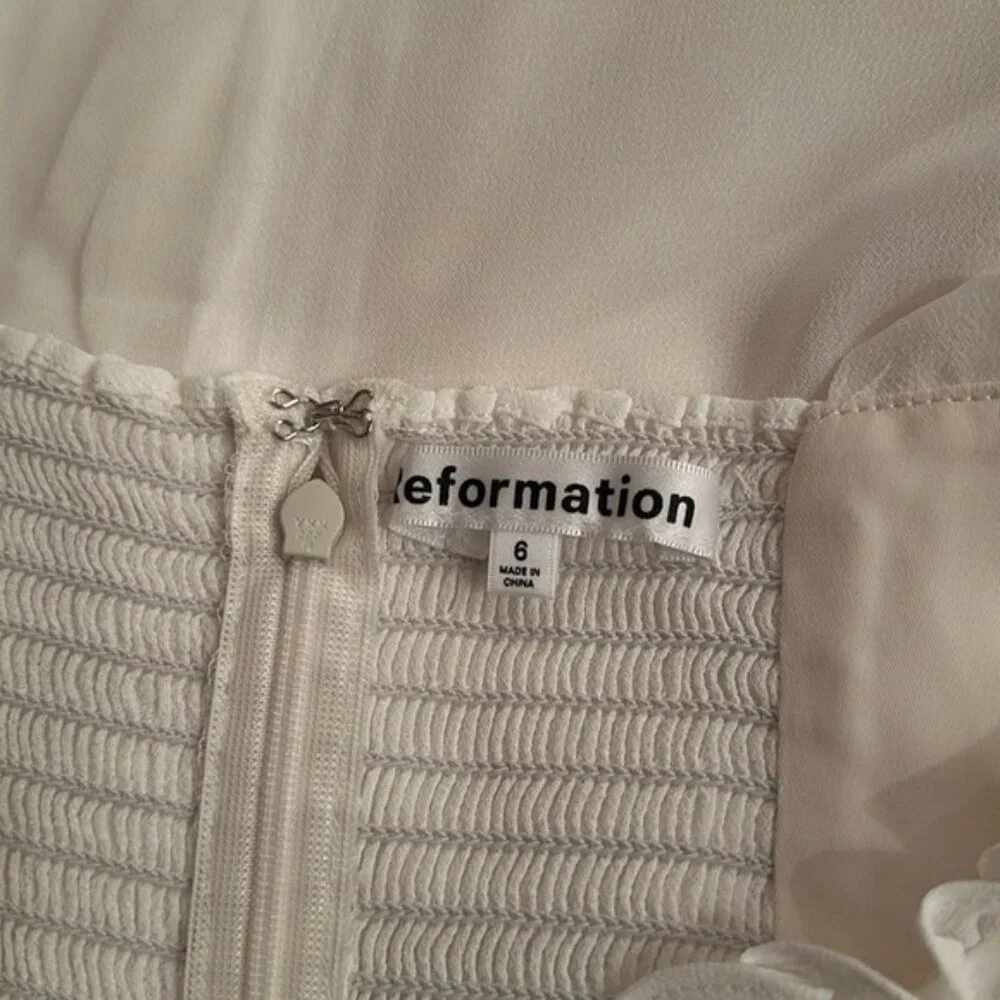 NWT Reformation Nikita Midi Dress in White Ivory Tie Straps Bridal | size 6 - Picture 9 of 12